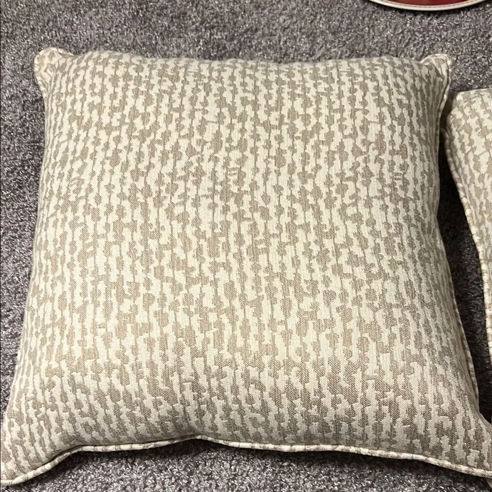 Textured Cream and Tan Throw Pillow